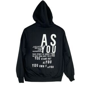 ASYOU Hoodie Womens US Size 4 Motivational Graphic Print in Black & White